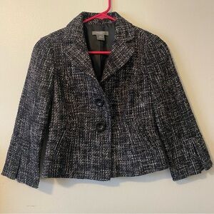 Ann Taylor Petites Boucle Tweed Blazer | Black & White | Size 00P